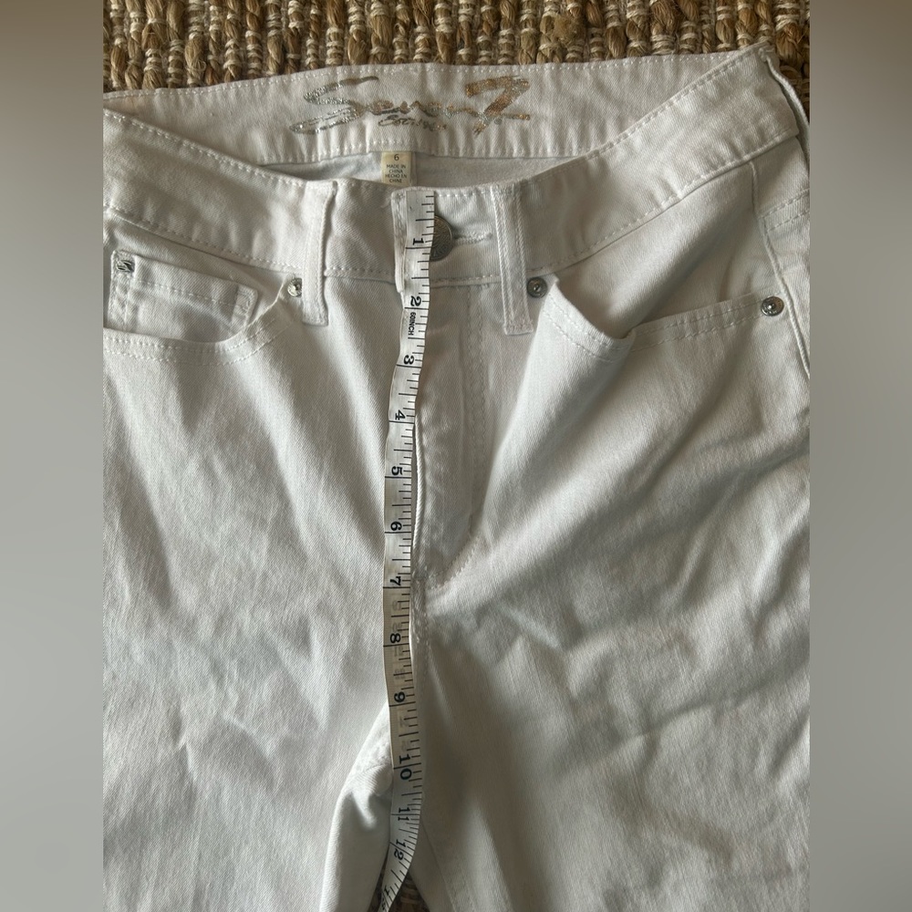 Seven7 white high waisted skinny stretch cropped jean - Picture 9 of 10